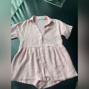 Petal & Pup Pink Button-down Romper